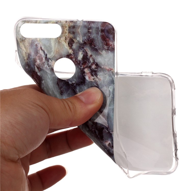 Marble Pattern IMD TPU Cover for Huawei P Smart / Enjoy 7S - Blue / Black-4