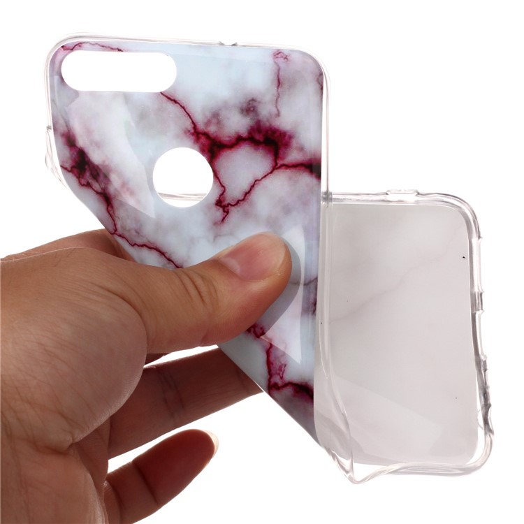 Marble Pattern IMD TPU Shell Case Cover for Huawei P Smart / Enjoy 7S - Purple-4