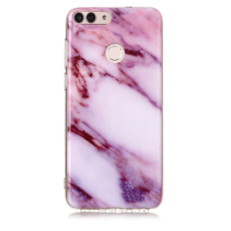 Marble Pattern IMD TPU Case Accessory for Huawei P Smart / Enjoy 7S - Pink / White-2