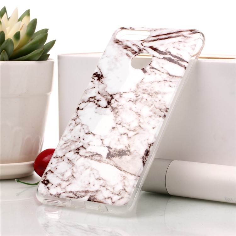 Marble Pattern IMD TPU Case for Huawei Y9 (2018) / Enjoy 8 Plus - White / Grey-1