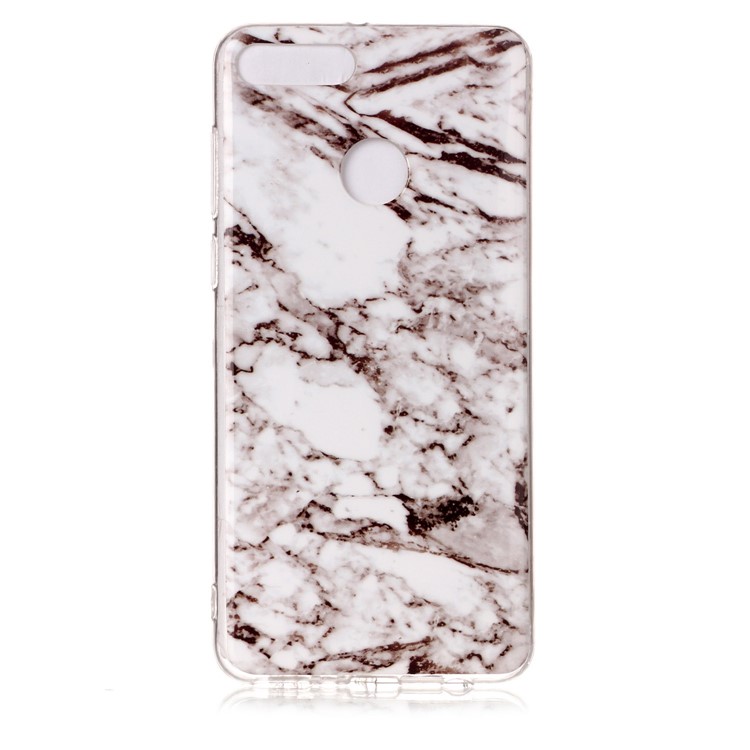 Marble Pattern IMD TPU Case for Huawei Y9 (2018) / Enjoy 8 Plus - White / Grey-2