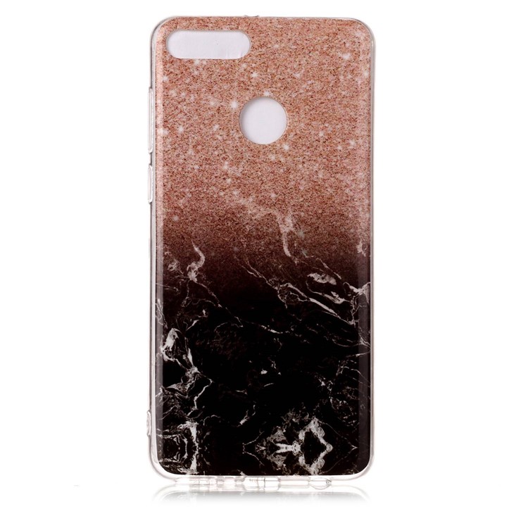 Marble Pattern IMD TPU Shell for Huawei Y9 (2018) / Enjoy 8 Plus - Orange / Black-2