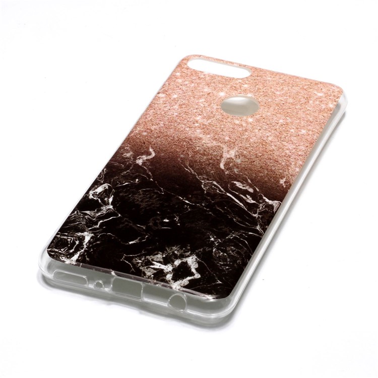 Marble Pattern IMD TPU Shell for Huawei Y9 (2018) / Enjoy 8 Plus - Orange / Black-3
