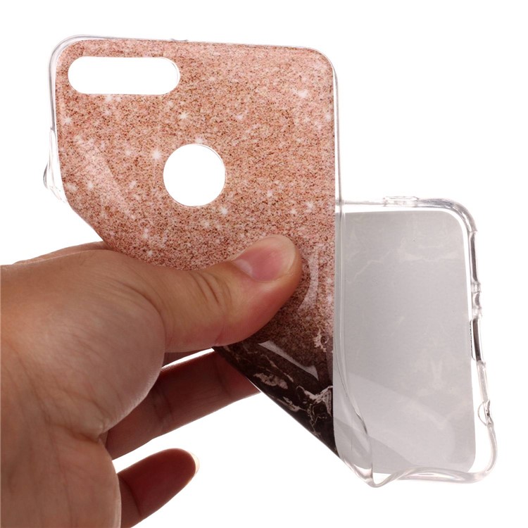 Marble Pattern IMD TPU Shell for Huawei Y9 (2018) / Enjoy 8 Plus - Orange / Black-4