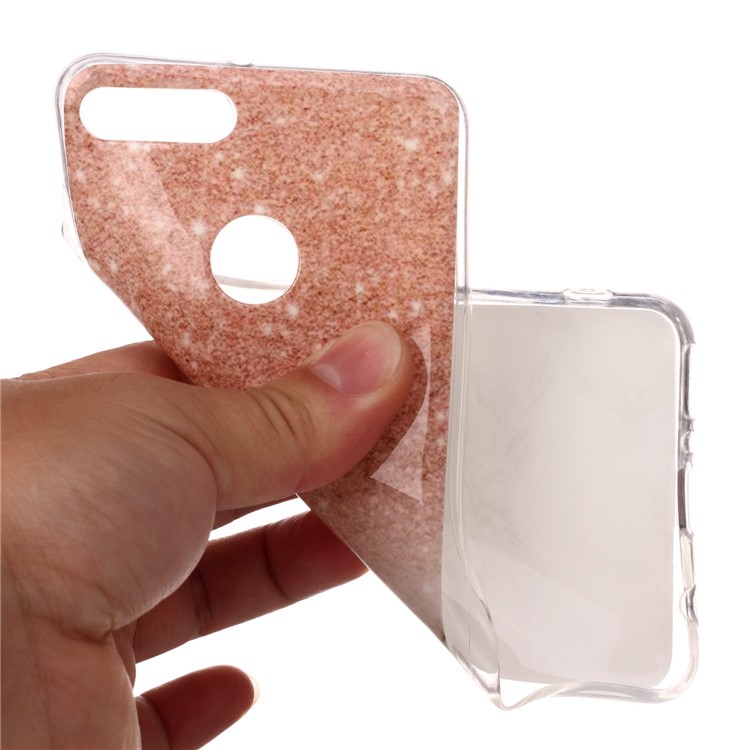 Marble Pattern IMD TPU Cell Phone Case for Huawei Y9 (2018) / Enjoy 8 Plus - Orange / Grey-4