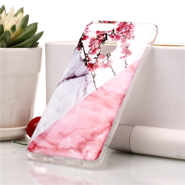 Marble Pattern IMD TPU Case Accessory for Huawei Y9 (2018) / Enjoy 8 Plus - Pink Flower-1