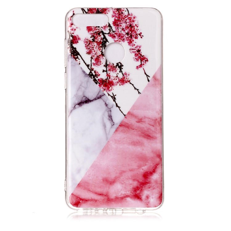 Marble Pattern IMD TPU Case Accessory for Huawei Y9 (2018) / Enjoy 8 Plus - Pink Flower-2