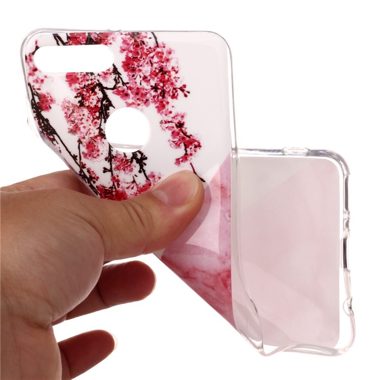 Marble Pattern IMD TPU Case Accessory for Huawei Y9 (2018) / Enjoy 8 Plus - Pink Flower-4