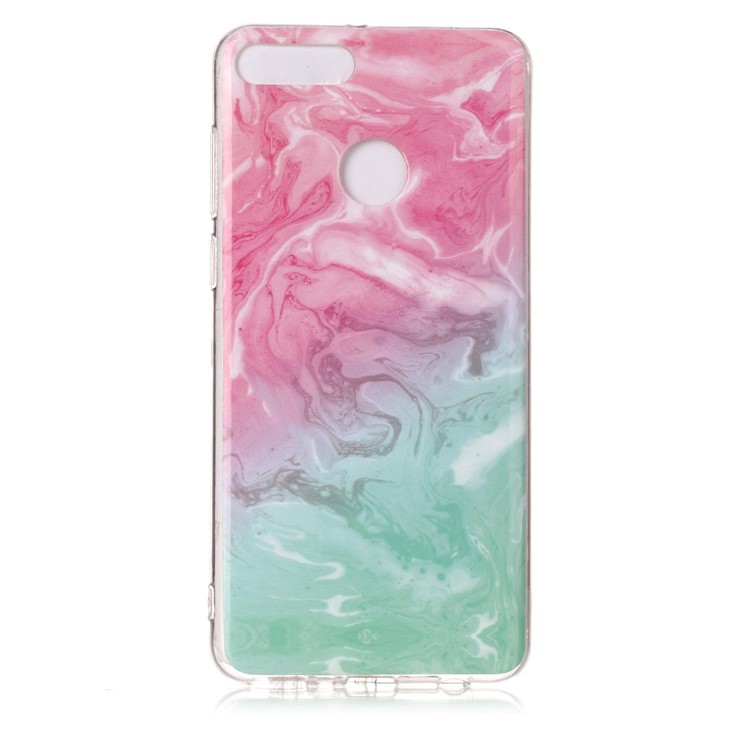 Marble Pattern IMD TPU Protective Case for Huawei Y9 (2018) / Enjoy 8 Plus - Pink / Green-2