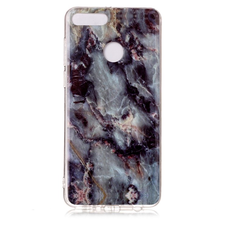 Marble Pattern IMD TPU Gel Cover Case for Huawei Y9 (2018) / Enjoy 8 Plus - Blue / Black-2