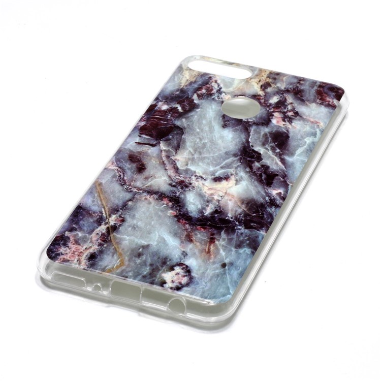 Marble Pattern IMD TPU Gel Cover Case for Huawei Y9 (2018) / Enjoy 8 Plus - Blue / Black-3
