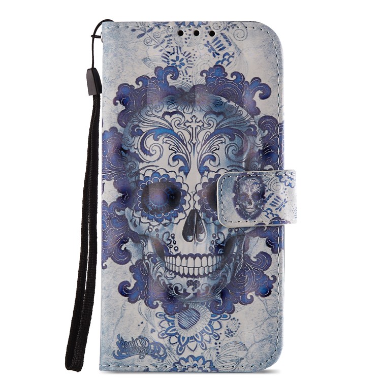 Light Spot Decor Pattern Printing Wallet Leather Cover for Huawei Honor 7C / Enjoy 8 /Y7 Prime (2018) - Cool Skull-2