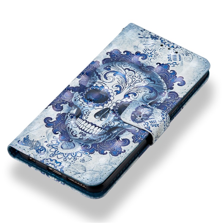Light Spot Decor Pattern Printing Wallet Leather Cover for Huawei Honor 7C / Enjoy 8 /Y7 Prime (2018) - Cool Skull-4