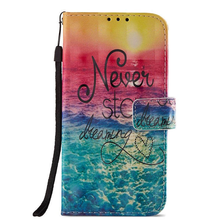 Light Spot Decor Pattern Printing Wallet Leather Shell for Huawei Honor 7C / Enjoy 8 /Y7 Prime (2018) - Never Stop Dreaming-2