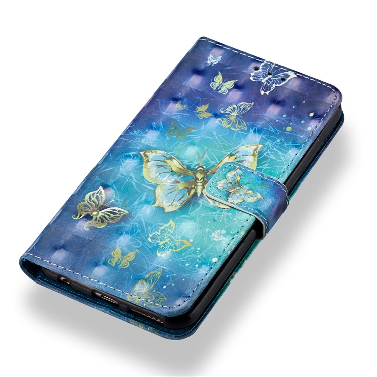 Light Spot Decor Pattern Printing Wallet Leather Stand Phone Case for Huawei Honor 7C / Enjoy 8 /Y7 Prime (2018) - Butterfly-4