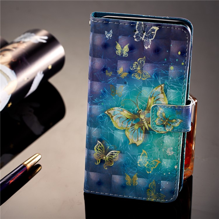 Light Spot Decor Pattern Printing Wallet Leather Stand Phone Case for Huawei Honor 7C / Enjoy 8 /Y7 Prime (2018) - Butterfly-7