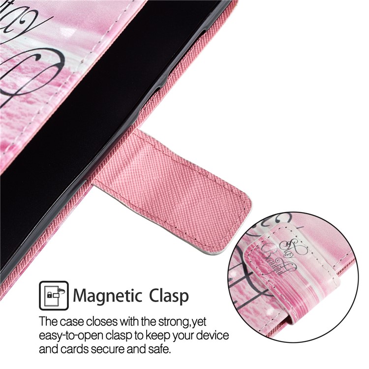 Light Spot Decor Pattern Printing Wallet Leather Stand Phone Shell for Huawei Honor 7C / Enjoy 8 /Y7 Prime (2018) - Stay Beautiful-6