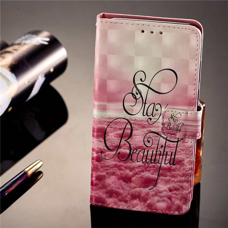 Light Spot Decor Pattern Printing Wallet Leather Stand Phone Shell for Huawei Honor 7C / Enjoy 8 /Y7 Prime (2018) - Stay Beautiful-7