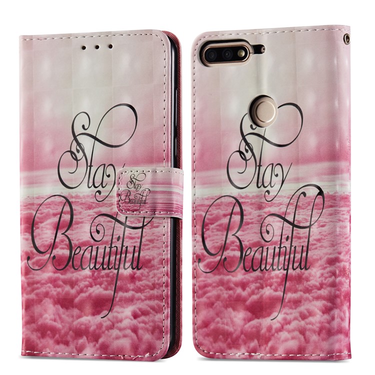 Light Spot Decor Pattern Printing Wallet Leather Stand Phone Shell for Huawei Honor 7C / Enjoy 8 /Y7 Prime (2018) - Stay Beautiful-8