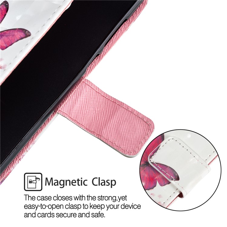 Light Spot Decor Pattern Printing Leather Wallet Stand Mobile Case for Huawei Honor 7C / Enjoy 8 /Y7 Prime (2018) - Butterfly and Flower-6