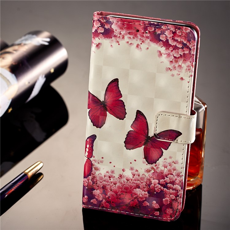 Light Spot Decor Pattern Printing Leather Wallet Stand Mobile Case for Huawei Honor 7C / Enjoy 8 /Y7 Prime (2018) - Butterfly and Flower-7