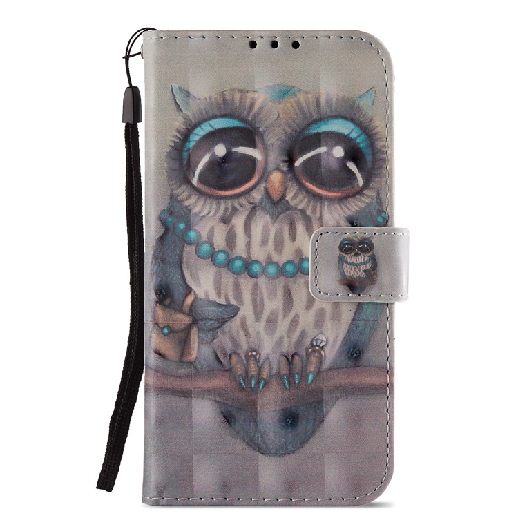 Light Spot Decor Pattern Printing Leather Wallet Stand Mobile Cover for Huawei Honor 7C / Enjoy 8 /Y7 Prime (2018) - Owl on the Branch-2