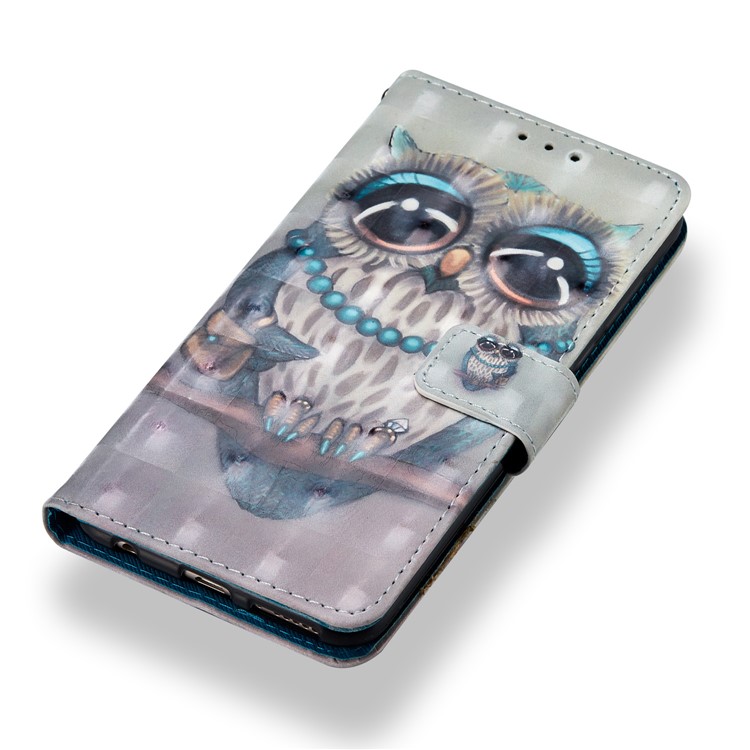 Light Spot Decor Pattern Printing Leather Wallet Stand Mobile Cover for Huawei Honor 7C / Enjoy 8 /Y7 Prime (2018) - Owl on the Branch-4