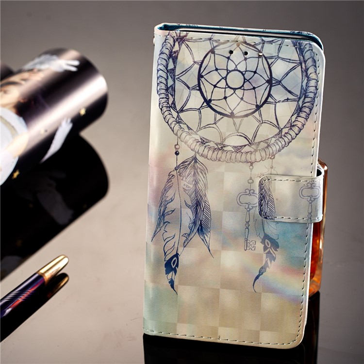 Light Spot Decor Pattern Printing Leather Wallet Stand Mobile Shell for Huawei Honor 7C / Enjoy 8 /Y7 Prime (2018) - Dream Catcher-7