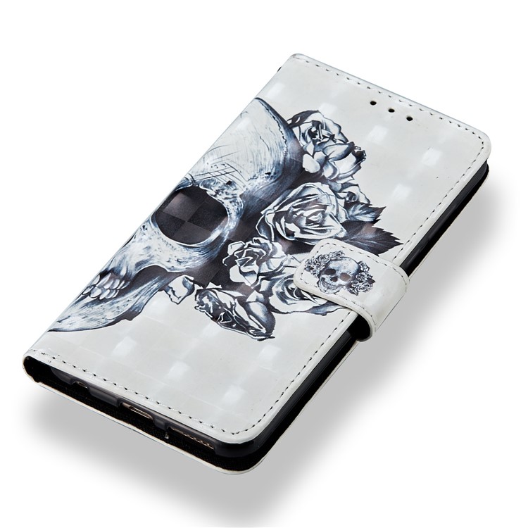 Light Spot Decor Pattern Printing Leather Protection Mobile Phone Case for Huawei Honor 7C / Enjoy 8 /Y7 Prime (2018) - Flowered Skull-4