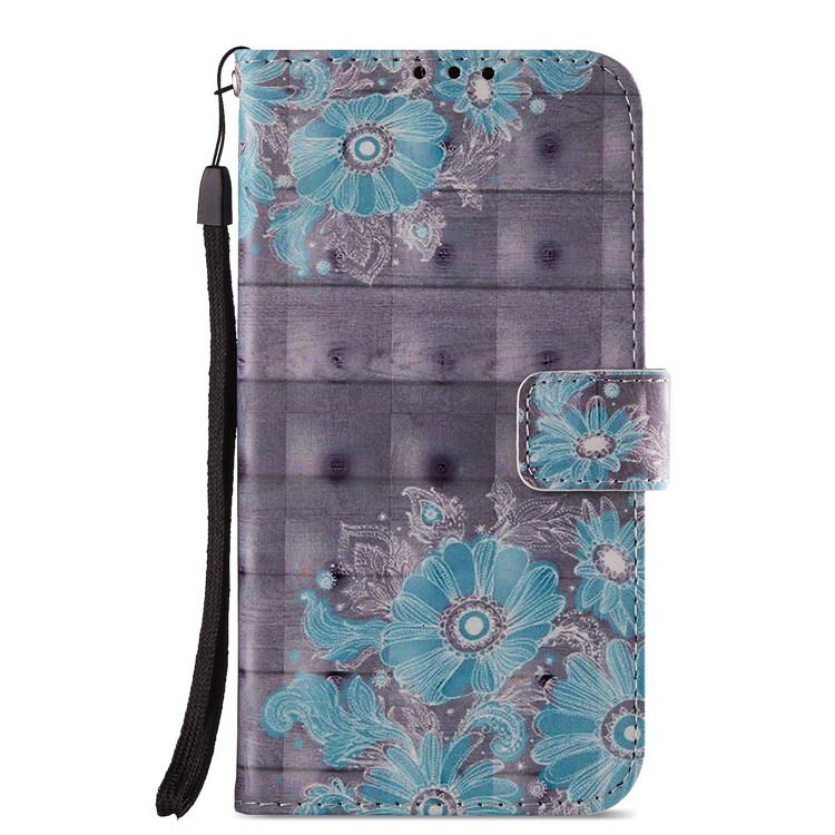 Light Spot Decor Pattern Printing Leather Protection Mobile Phone Shell for Huawei Honor 7C / Enjoy 8 /Y7 Prime (2018) - Blue Flower-2