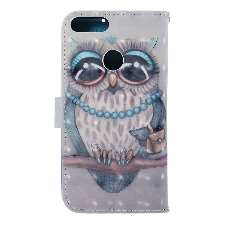 Pattern Printing Leather Wallet Case for Huawei P Smart / Enjoy 7S - Owl Pattern-2