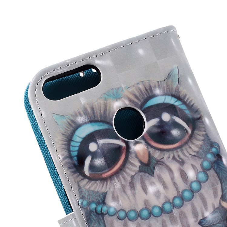 Pattern Printing Leather Wallet Case for Huawei P Smart / Enjoy 7S - Owl Pattern-3