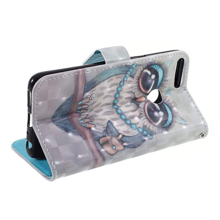Pattern Printing Leather Wallet Case for Huawei P Smart / Enjoy 7S - Owl Pattern-7