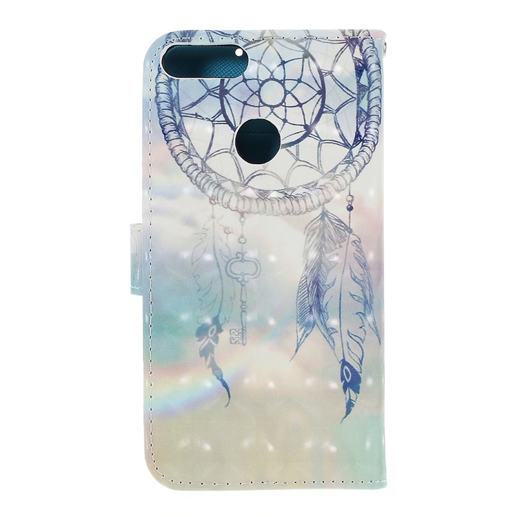 Pattern Printing Leather Wallet Cover for Huawei P Smart / Enjoy 7S - Feather Dream Catcher-3