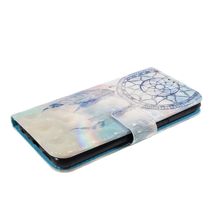 Pattern Printing Leather Wallet Cover for Huawei P Smart / Enjoy 7S - Feather Dream Catcher-4