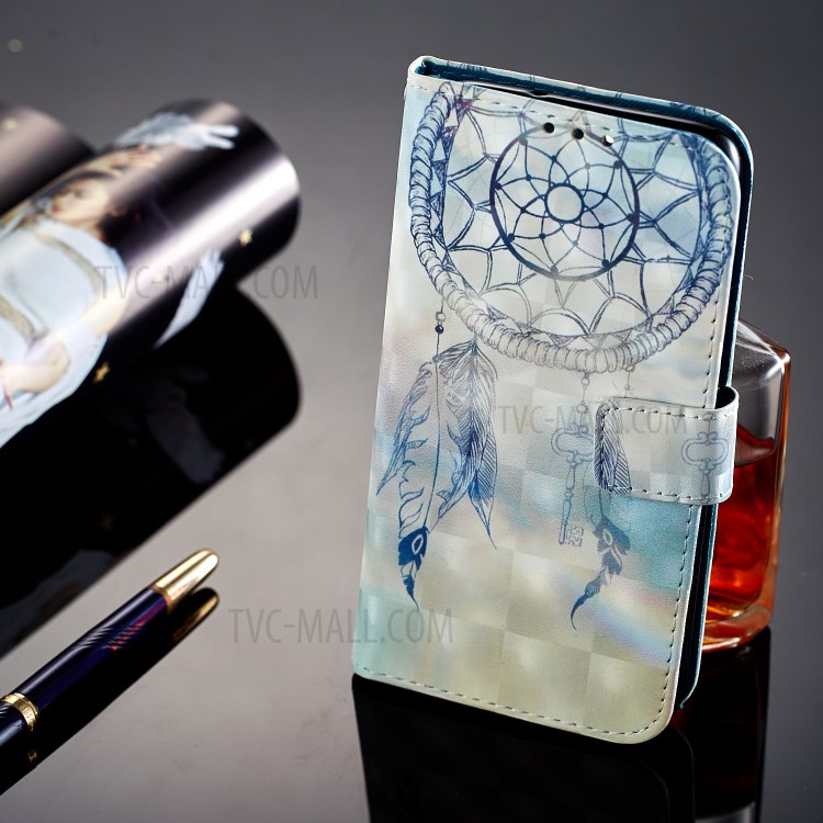 Pattern Printing Leather Wallet Cover for Huawei P Smart / Enjoy 7S - Feather Dream Catcher-7
