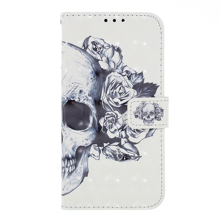 Pattern Printing Leather Wallet Shell Case for Huawei P Smart / Enjoy 7S - Cool Skull-1