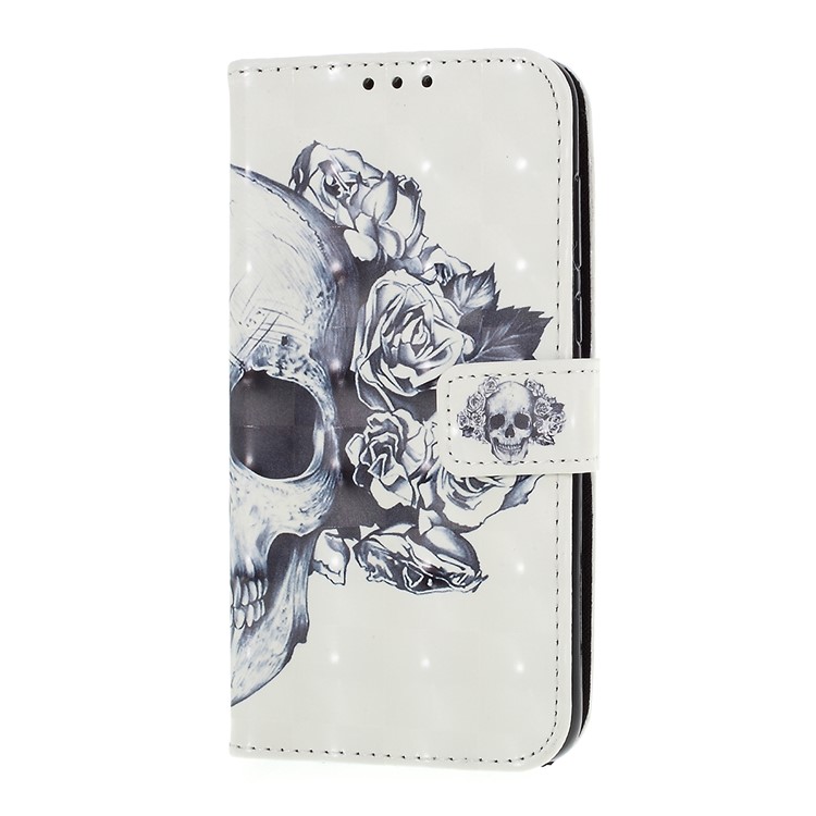 Pattern Printing Leather Wallet Shell Case for Huawei P Smart / Enjoy 7S - Cool Skull-2