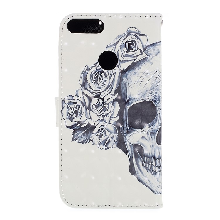 Pattern Printing Leather Wallet Shell Case for Huawei P Smart / Enjoy 7S - Cool Skull-3