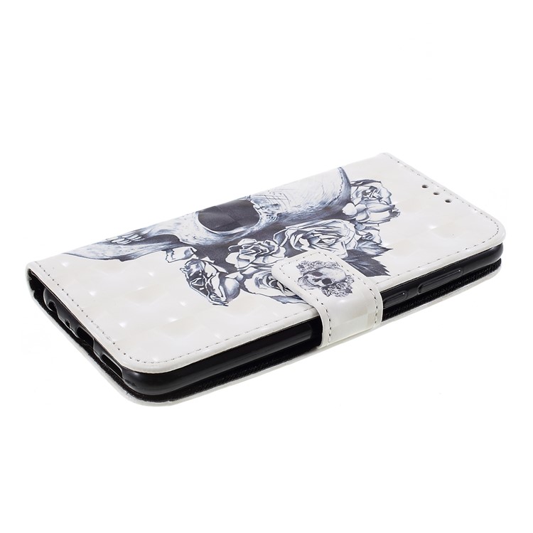Pattern Printing Leather Wallet Shell Case for Huawei P Smart / Enjoy 7S - Cool Skull-4