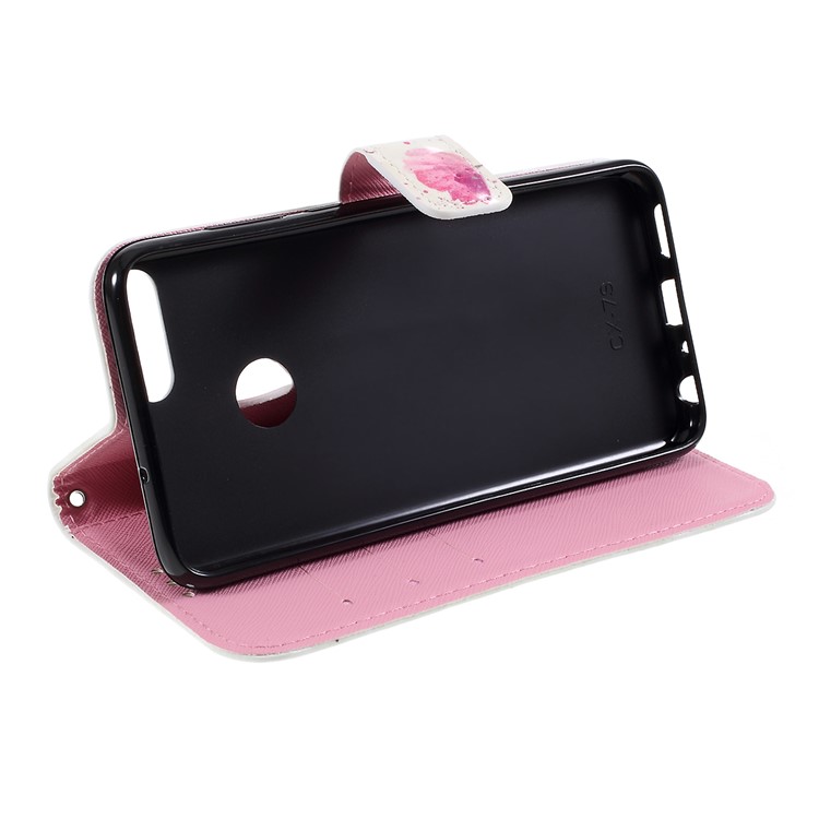 Pattern Printing Leather Wallet Case Cover for Huawei P Smart / Enjoy 7S - Vivid Flower-6