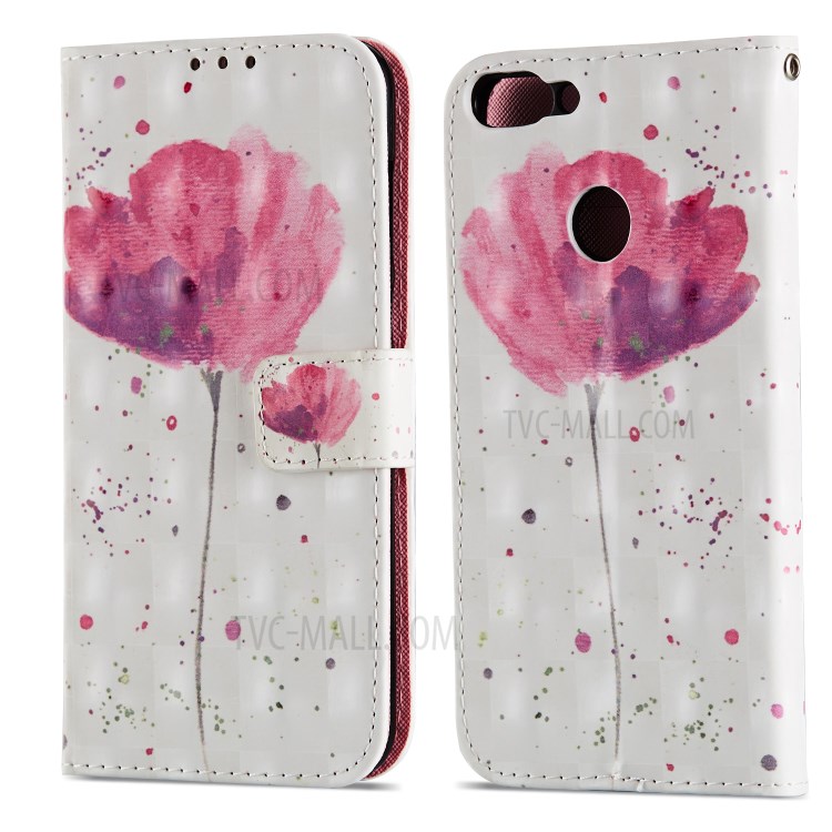 Pattern Printing Leather Wallet Case Cover for Huawei P Smart / Enjoy 7S - Vivid Flower-8
