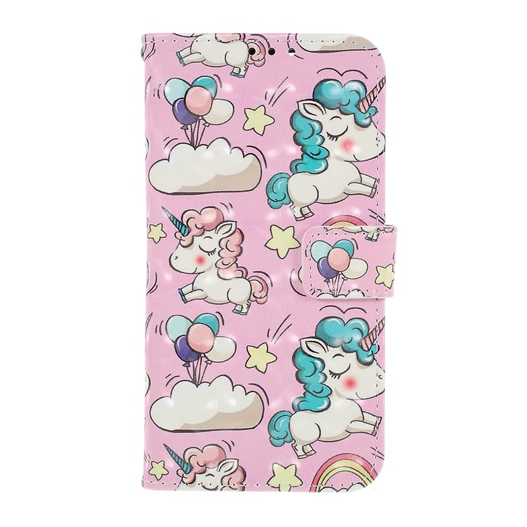 Pattern Printing Wallet Leather Stand Cover for Huawei P Smart / Enjoy 7S - Unicorn-1