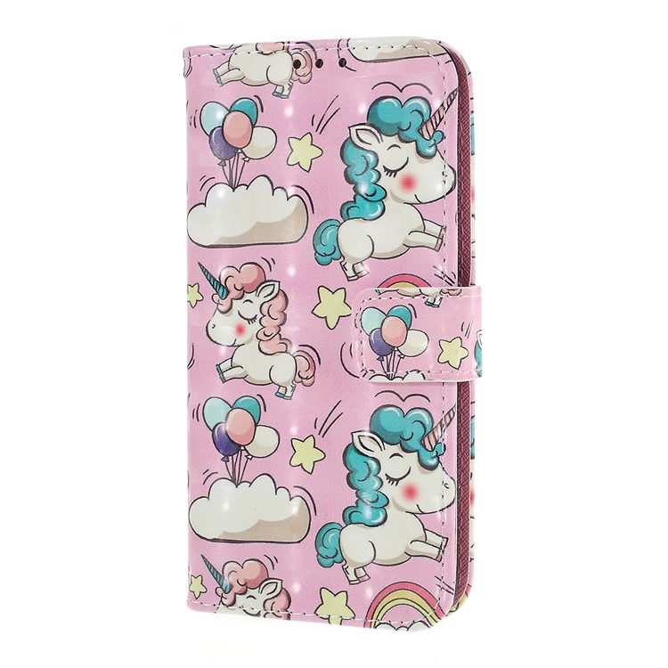 Pattern Printing Wallet Leather Stand Cover for Huawei P Smart / Enjoy 7S - Unicorn-2
