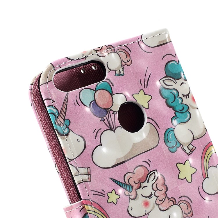 Pattern Printing Wallet Leather Stand Cover for Huawei P Smart / Enjoy 7S - Unicorn-4