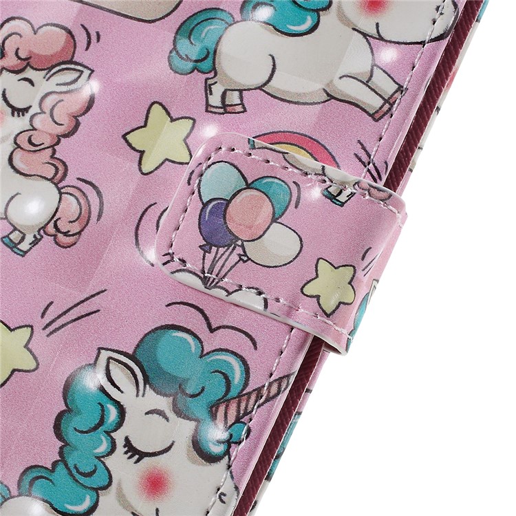 Pattern Printing Wallet Leather Stand Cover for Huawei P Smart / Enjoy 7S - Unicorn-5