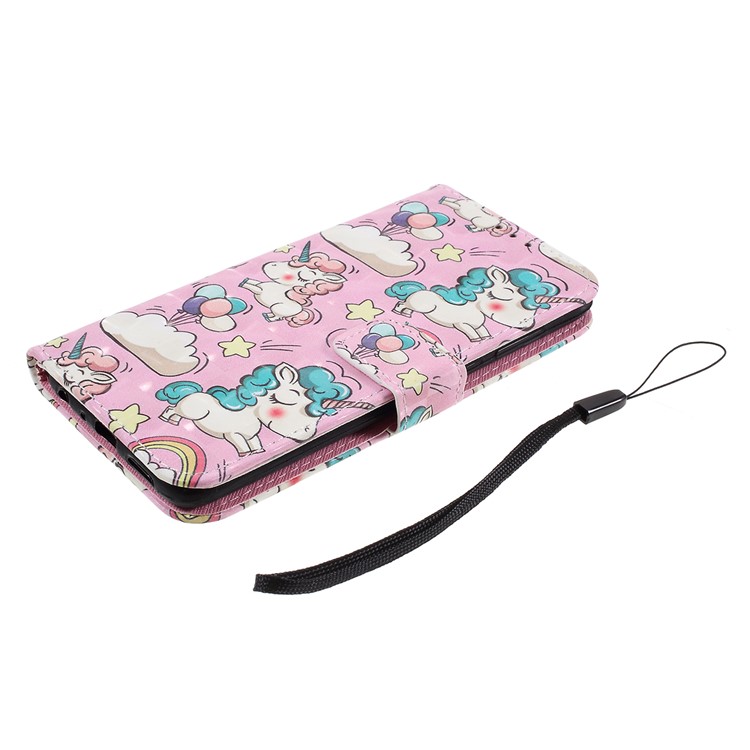 Pattern Printing Wallet Leather Stand Cover for Huawei P Smart / Enjoy 7S - Unicorn-6