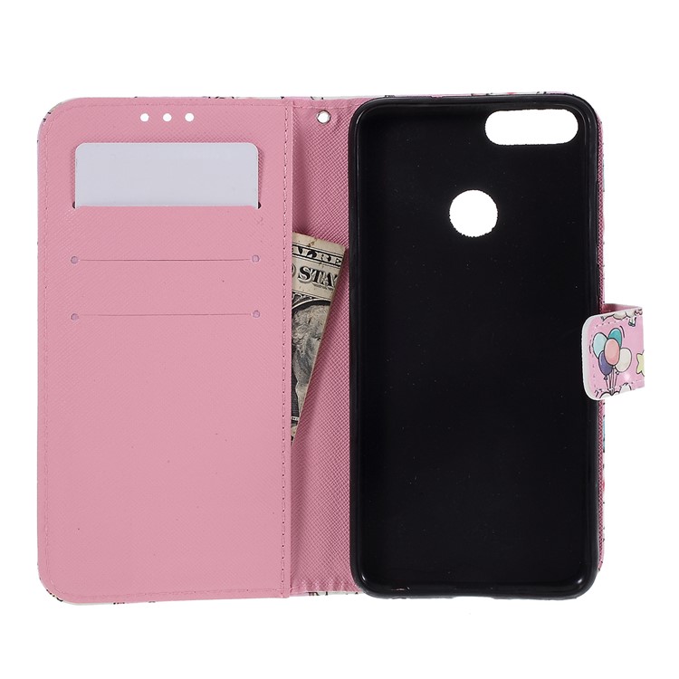 Pattern Printing Wallet Leather Stand Cover for Huawei P Smart / Enjoy 7S - Unicorn-7