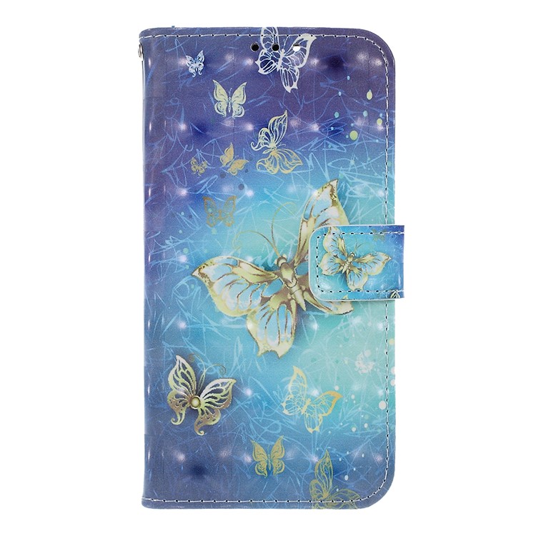 Pattern Printing Phone Leather Wallet Case for Huawei P Smart / Enjoy 7S - Butterfly Pattern-1