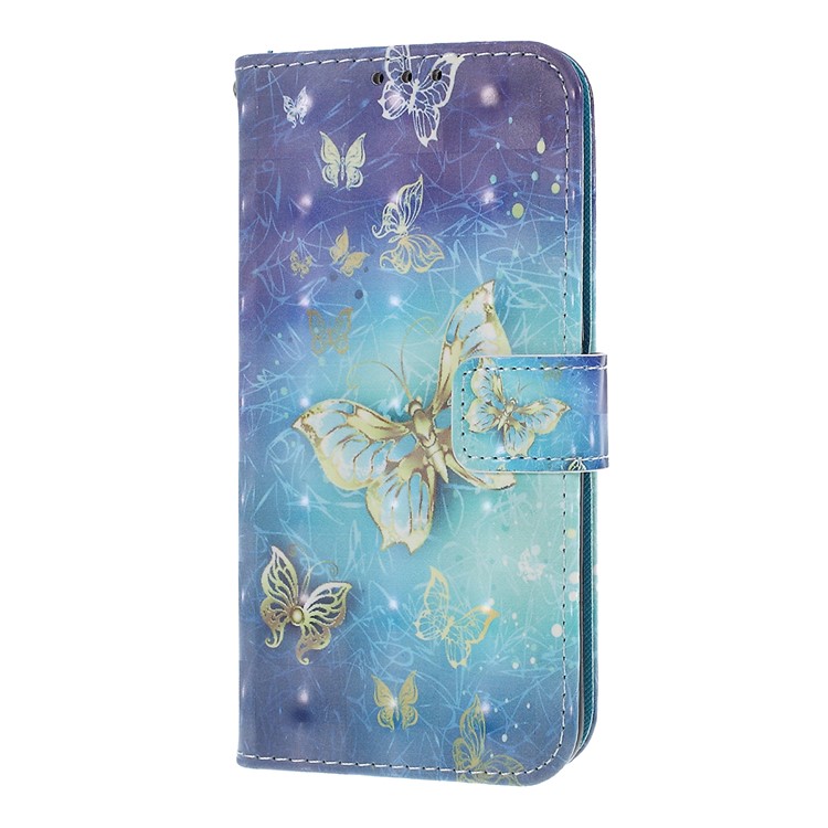 Pattern Printing Phone Leather Wallet Case for Huawei P Smart / Enjoy 7S - Butterfly Pattern-2